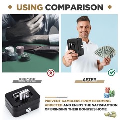 Metal Box for Gambler with 2 Keys Portable Safe Casino Pocket Sized Casino Ca.