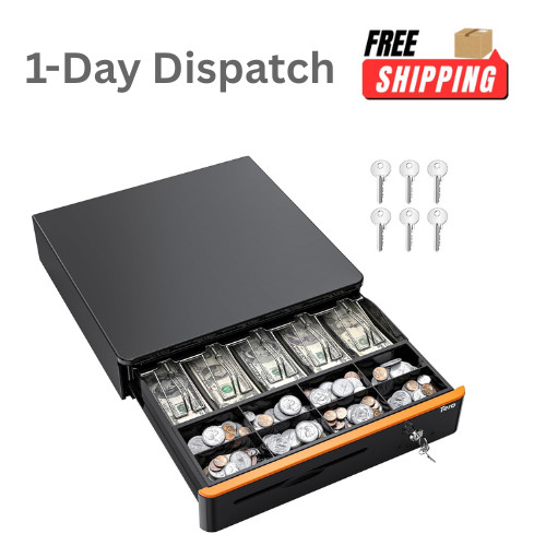 .Tera 16 Inch Auto Open Cash Drawer 5 Bill 8 Coin Black