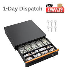 .Tera 16 Inch Auto Open Cash Drawer 5 Bill 8 Coin Black