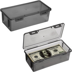 2 Packs Plastic Cash Box Money Organizer Black Currency 2 Pcs,
