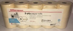 Office Depot® Brand 2-Ply Paper Rolls,2 3/4″ x 85′, Canary/White,Pack Of 10-RARE