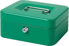 Medium Cash Box with Key Lock – Durable Metal Cash Box with Money Tray, Green…