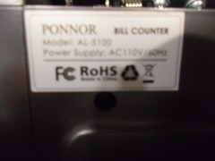 Ponnor AL-5100 Automatic Cash Money Bill Counter Machine W/Counterfeit Detection