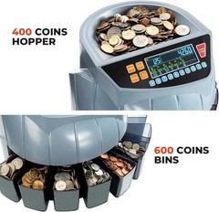 Coin Counter Machine, Coin Sorter Machine, 1¢, 5¢, 10¢, 25¢, 50¢ and Dollar, 25