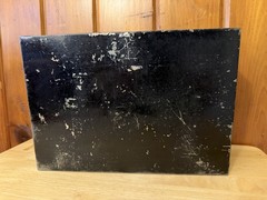 Antique METAL BOX BLACK GOLD DOCUMENT BOX Lock with key