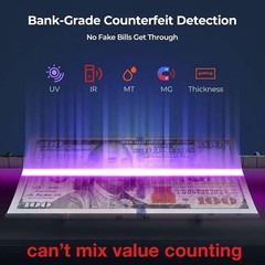 High-Speed Bill Counter Machine with LCD Display, UV/MG/IR Detection, Batch Mode