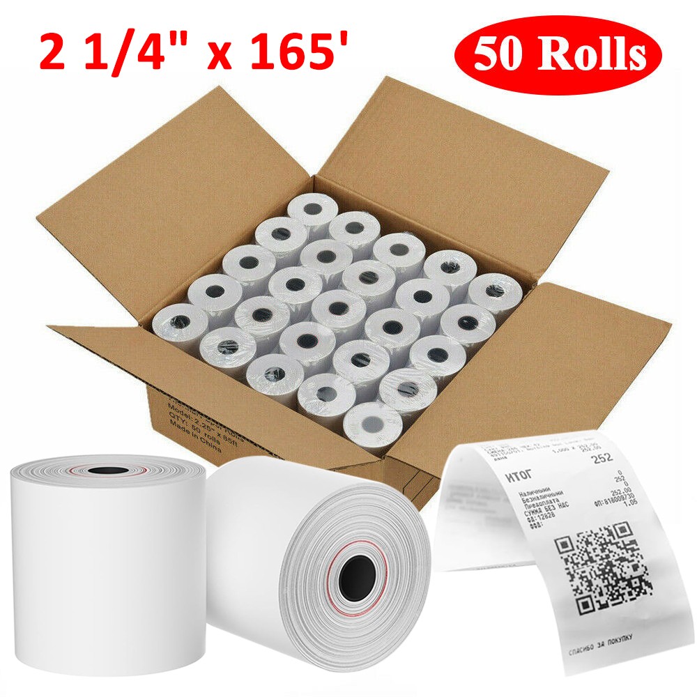 50 Rolls 2 1/4″x165′ Thermal Paper Credit Card & Cash Register POS Receipt Paper