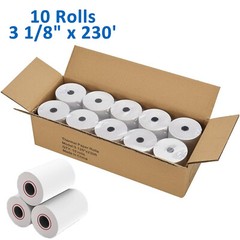 3-1/8″ x 230′ Thermal Paper Receipt Rolls White 10 Rolls POS Cash Register Tape