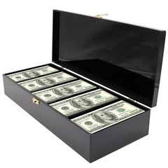 Lockable Black Acrylic Currency Tray – 5 Compartment Cash Organizer & Storage Bo