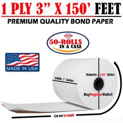 3 x 150 feet 1 PLY KITCHEN PAPER 50 BOND PAPER ROLLS SAME DAY FREE SHIPPING