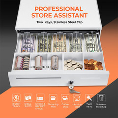 White Cash Drawer, 16″ Heavy Duty Cash Register for Point of Sale (POS) System,