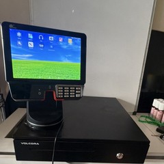 Volcora POS Touchscreen Terminal w/ Keypad Stand + Cash Drawer, Black