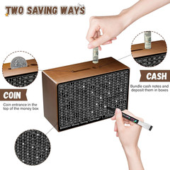Wooden Money Saving Box, Cash Vault Savings Box for $10000 $5000 $3000 $1000 $80