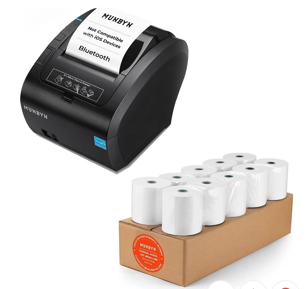 MUNBYN Receipt Printer and Thermal Paper 3 1/8x 230ft