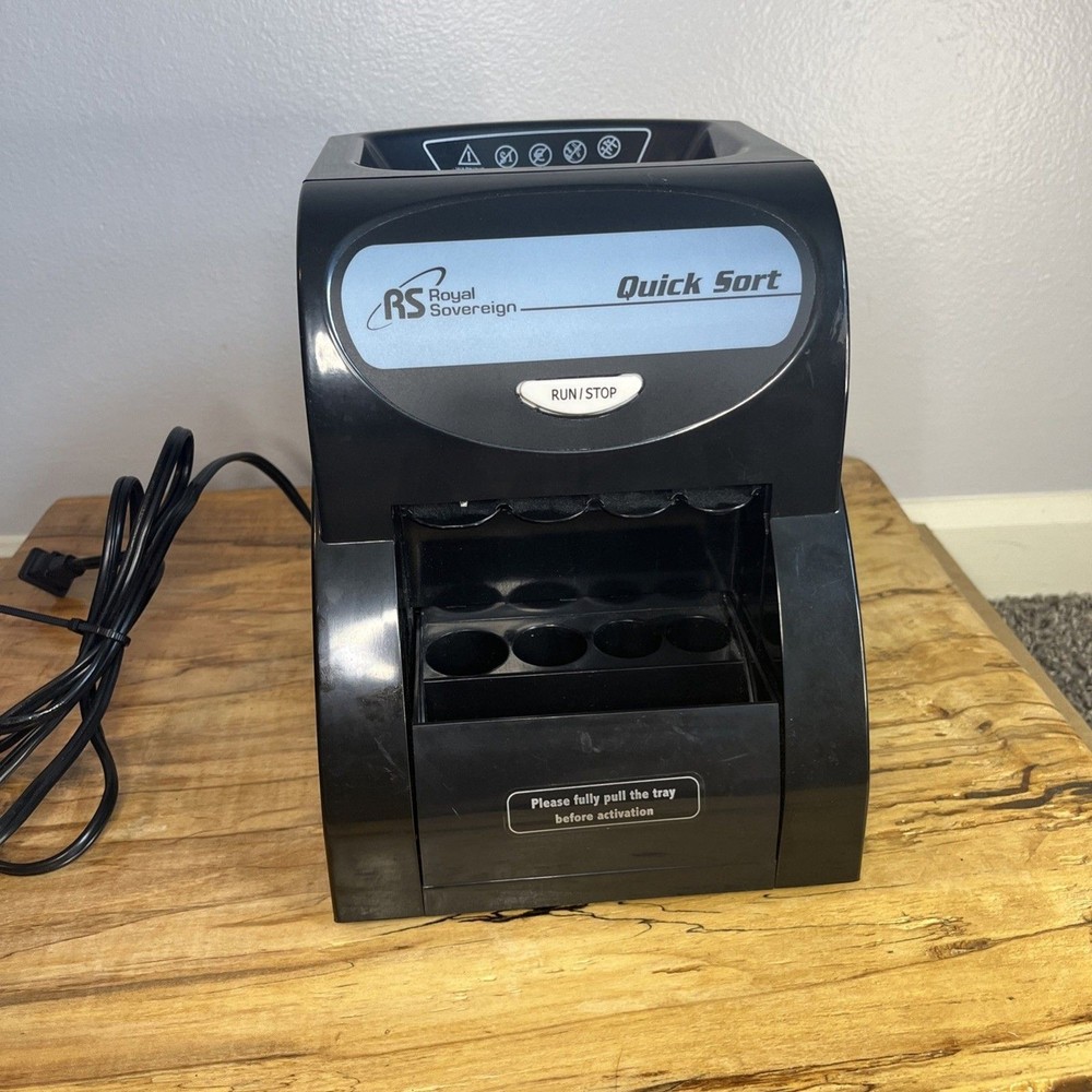 Royal Sovereign Quick Sort Counter Top Coin Sorting Machine QS-1AC Sorter Works