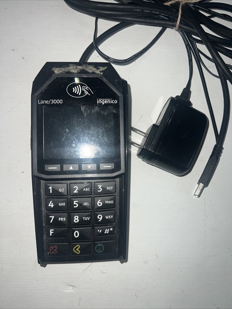 Ingenico Lane 3000 CL Credit Card Terminal w/ 24V USB Power Cable – Works Great