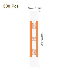 Pack of 300 Money Band Bundles, Self-Adhesive Bill Wrappers, 7.6″x1.18″ Orange