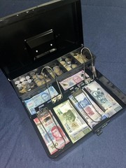 Cash Box with Lock Key and Money Tray XLarge Money Box for Cash Metal Lock Box