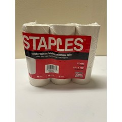 Staples Cash Register Adding Machine Rolls 2.25 x 130ft White 12 Pack 175511