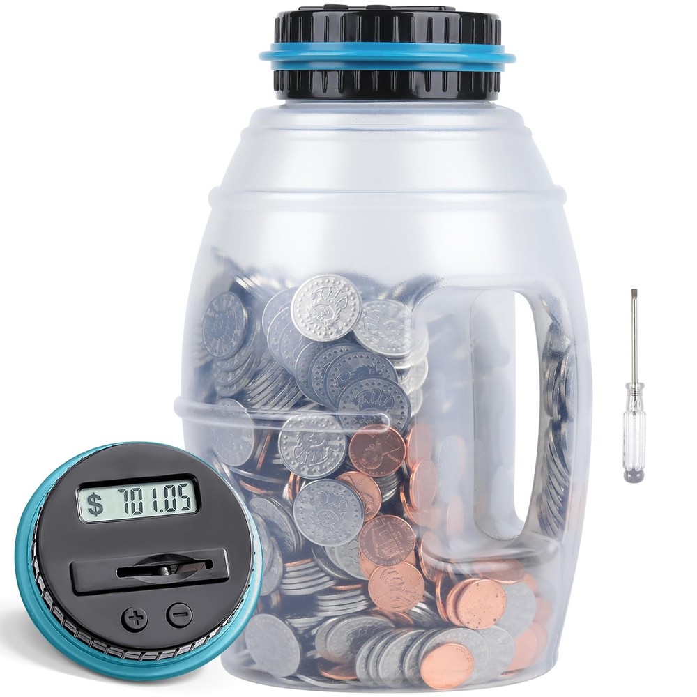 X-Large Piggy Bank for Boys Adults, Digital Coin Counting Bank with LCD Count…