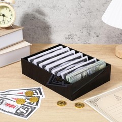 2 Pack Money Organizer for Cash Black Acrylic Money Holder with Removable Div…