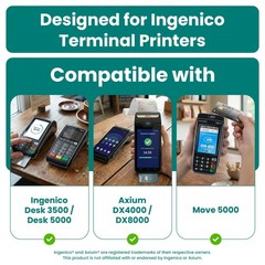 Receipt Paper Rolls For Ingenico Desk 3500 Move 5000 DX4000 DX8000 Terminal