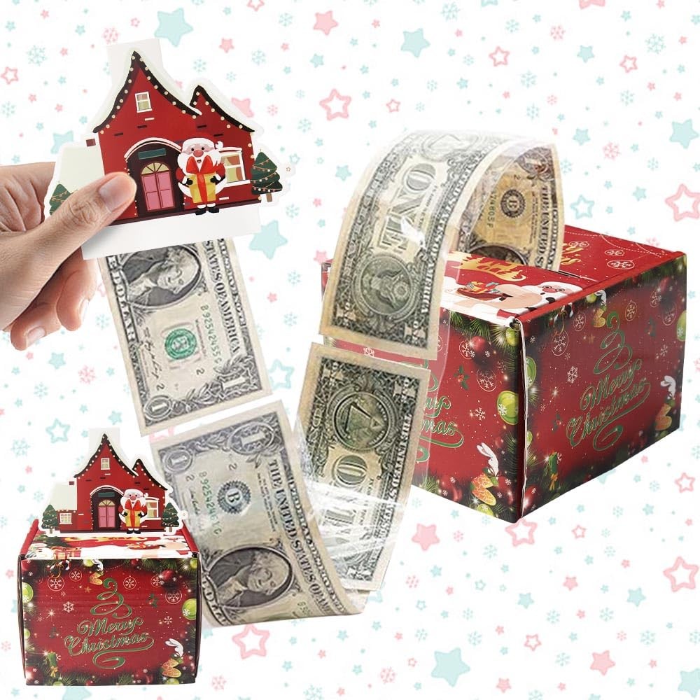 Glodecart Christmas Money Box for Cash Pull, Christmas Gifts for Grandkids Ad…