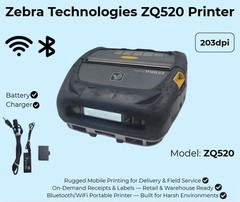 Zebra ZQ520 Rugged Mobile Thermal Printer Bluetooth WiFi ZQ52-AUE0000-00