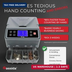 Cassida C300 Professional USD Coin Counter, Sorter and Wrapper/Roller, 300 coins