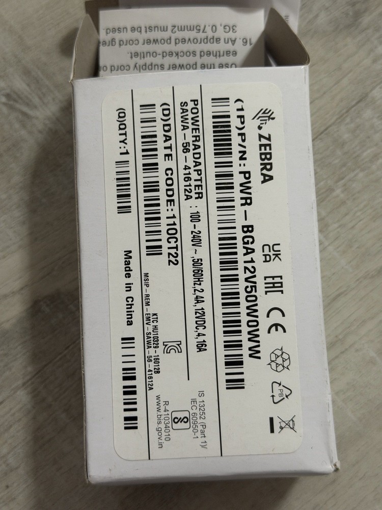 Genuine Zebra PWR-BGA12V50W0WW Power Adapter Charger 12V 4.16A Wired
