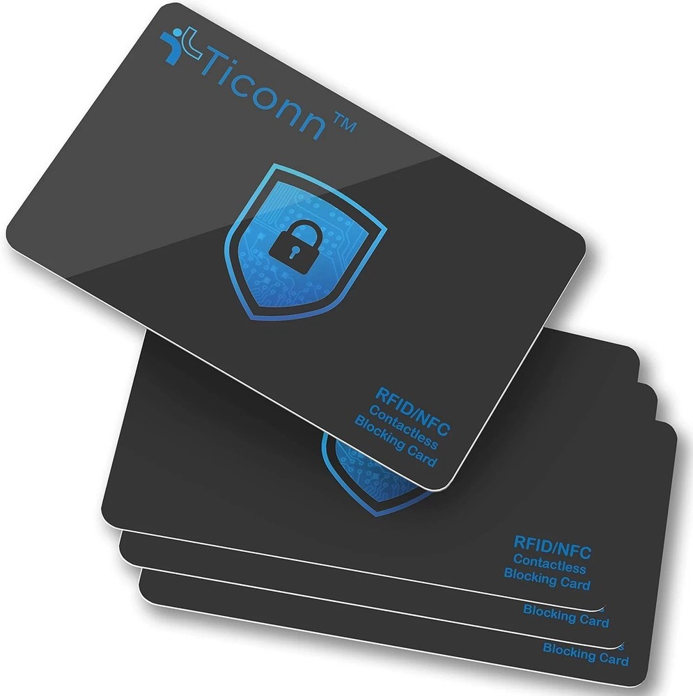 TICONN RFID Blocking Cards – 4 Pack, Premium Contactless NFC Debit Credit Card P