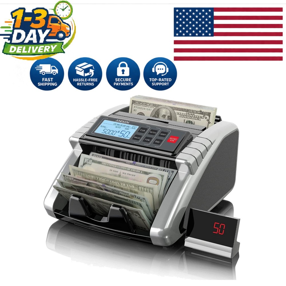 Silver Money Counter – Fast Bill Counting with Professional Security Features