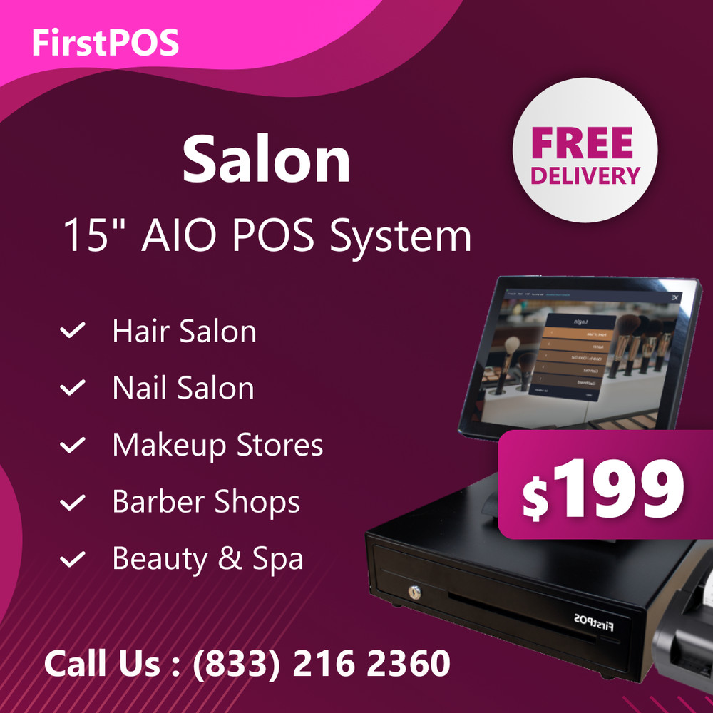 15” Touchscreen POS Cash Register Till System Salon Makeup Stores Barber Shops