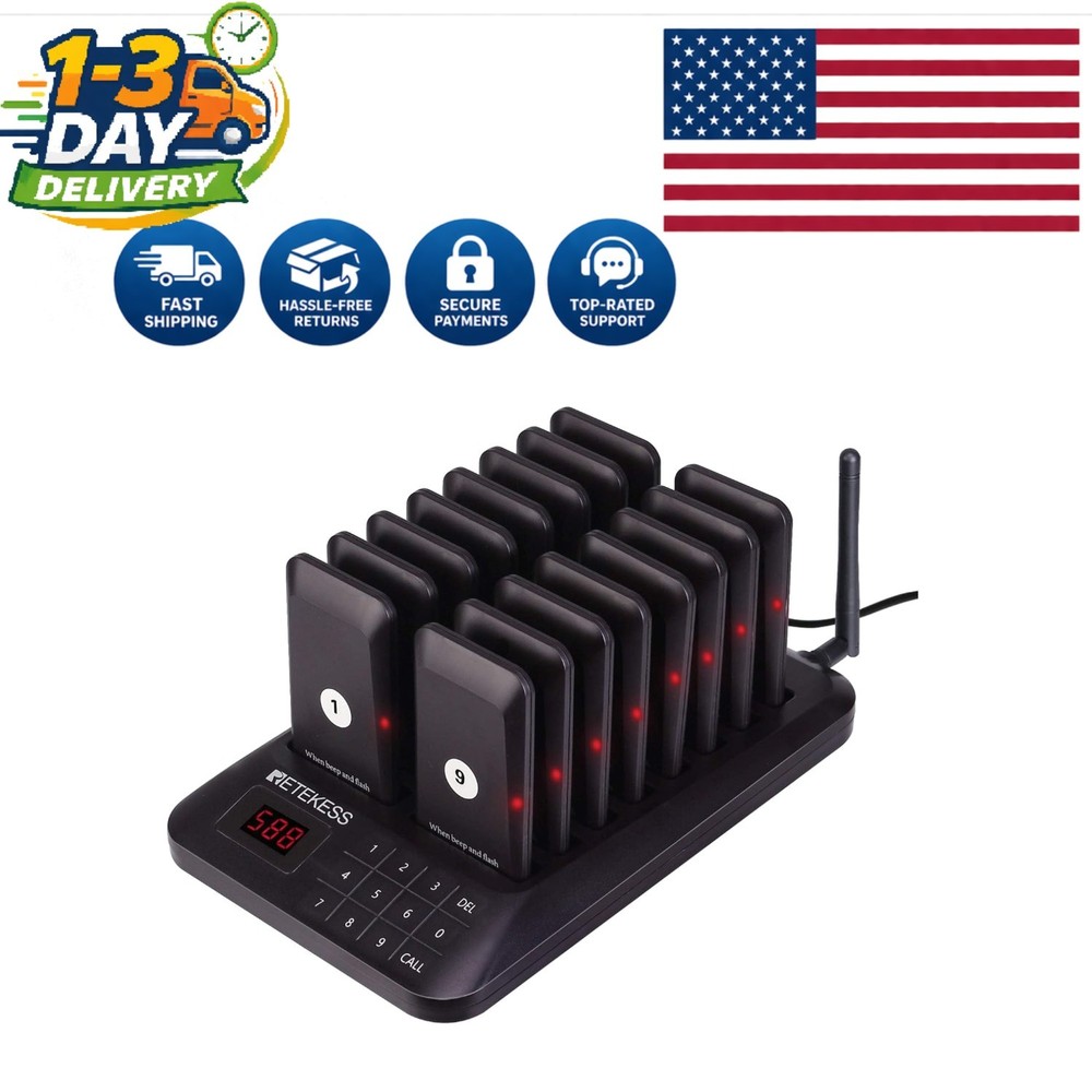 TD157 Restaurant Pager System: 984ft Range with 16 Pagers for Ultimate Service