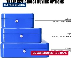 Jssmst Cash Box with Tray – Cash Box with Key Lock Safe Money Box with Cash Tray