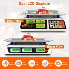 BYDIZ Digital Commercial Price Computing Scale 88lb/40kg, Dual LCD Displays