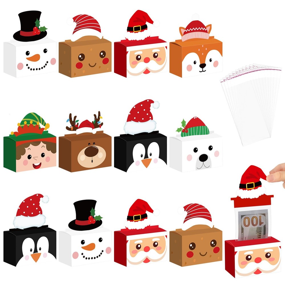 12 Pcs Christmas Money Box for Cash Gift Pull Santa Dispenser Pop up Christma…