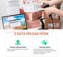 Wireless 2D QR Barcode Scanner with Stand, 3 in 1 Compatible with Blueto…