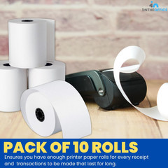 Cash Register and Point of Service Printer Paper 3 Inch X 128 Foot, 10 Rolls