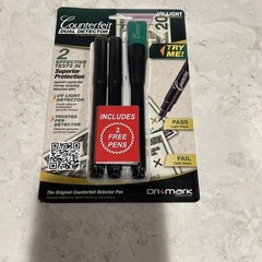 Dri-mark Smart Money Counterfeit Detector Pen with UV Led Light 351UVB + 2 pens