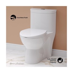 Sublime One Piece Elongated Toilet with Touchless Retrofit Dual Flush 1.1/1.6…