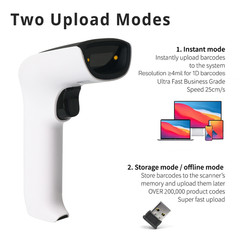 Wireless 2D Bluetooth Barcode Scanner: 3-in-1 Rechargeable 1D and 2D – QR Code