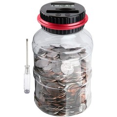 Large Digital Coin Counting Bank, 1.8L, Red, Piggy Bank, Adults, Kids, US Coins