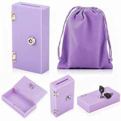 CroBlissful 1 Pack Acrylic Money Bank Box 5.12 x 3.54 x 1.57 inches, Purple