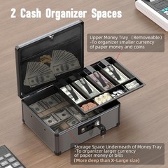 Lockbako Locking Cash Box with Money Tray and Key, Secure Money Safe Box for …