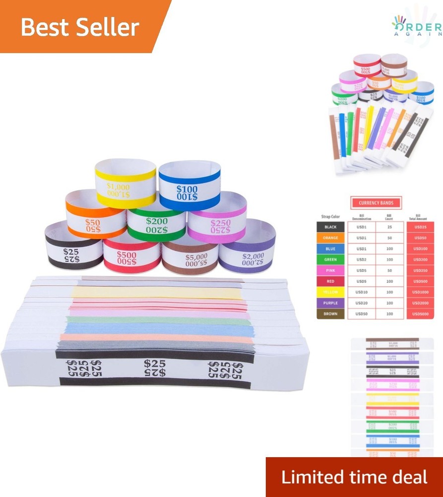 Money Band Bundles Self Sealing Currency Straps Assorted 720 Count