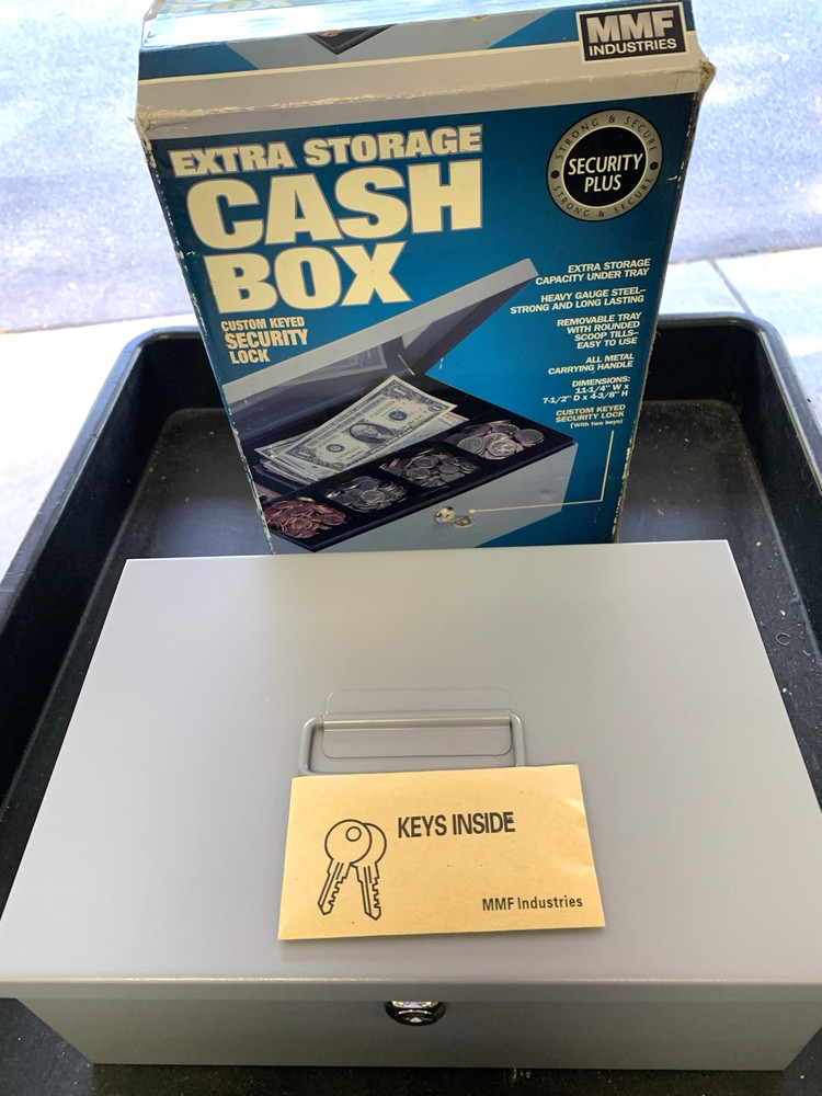 MMF 221-6180-01 Steel Low Profile Cash Box with Security Lock 2 Keys Included