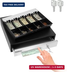 SAM4s 16″ Heavy Duty Black Manual Push Open Cash Drawer with 5Bill/5Coin Stainle