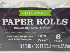Pen+Gear 3 1/8″ x 190′ Thermal Paper Rolls, 6pk For Cash register And POS