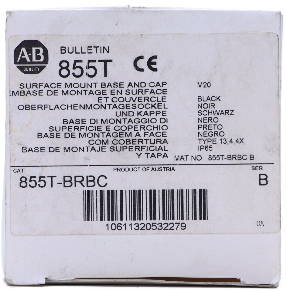 ALLEN BRADLEY 855T 855T-BRBC /B SURFACE MOUNT BASE AND CAP